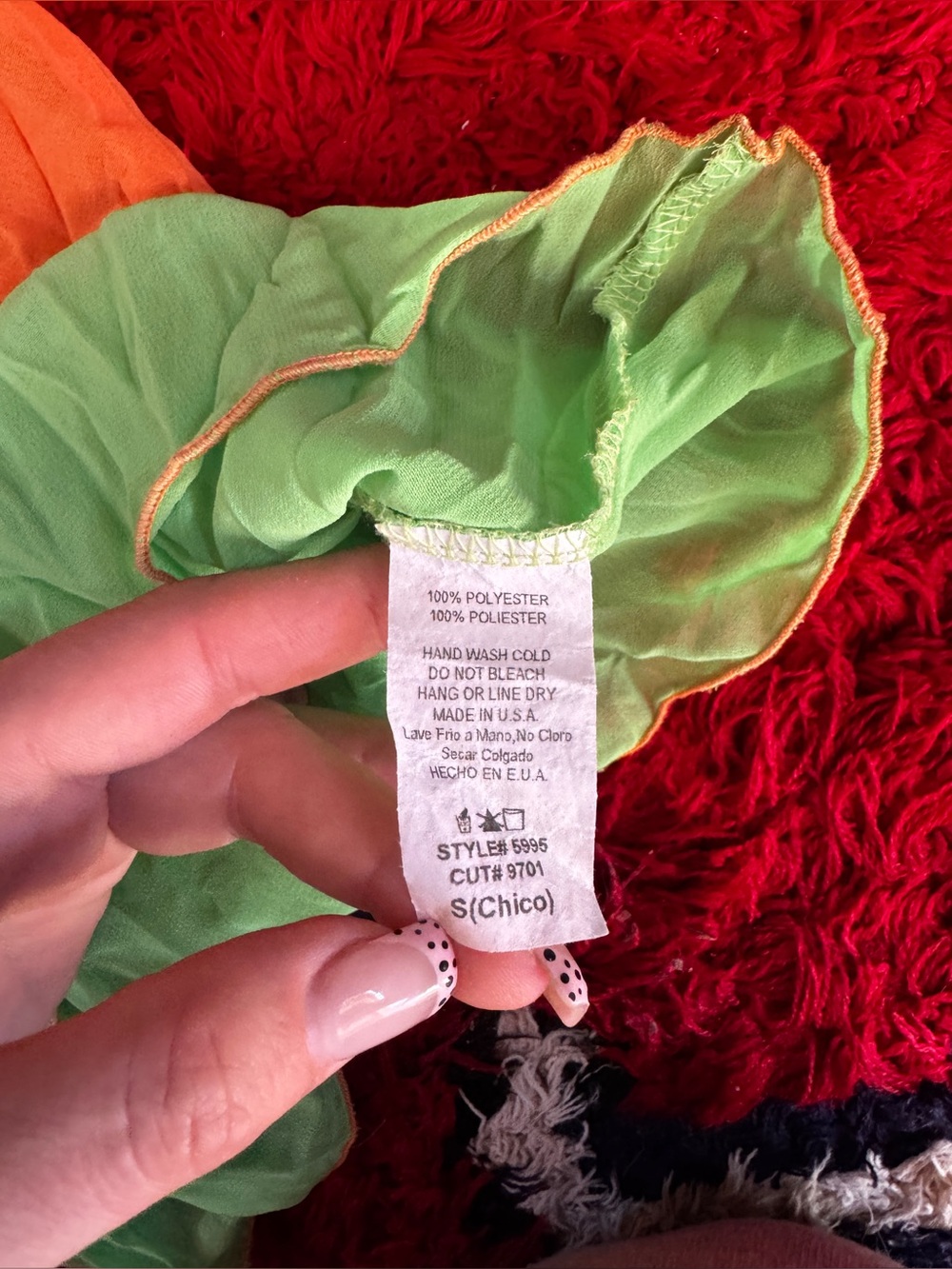 Y2K Vintage Sheer Citrus Mini Dress Orange & Mint Pleated Hem Fairy Dress Sz M - Picture 2 of 6
